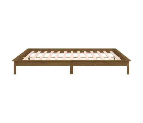 Gultas Rāmis Ar Led, Medus Brūns, 160X200 Cm, Masīvkoks Vidaxl
