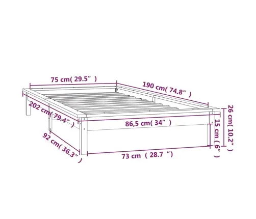 Lovos Rėmas Su Led, Medaus Rudas, 75X190cm Mediena, Vienvietis