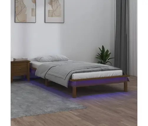 Lovos Rėmas Su Led, Medaus Rudas, 75X190cm Mediena, Vienvietis