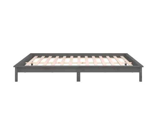 Gultas Rāmis, Led, Pelēks, 120X190 Cm, Divvietīgs, Masīvkoks Vidaxl