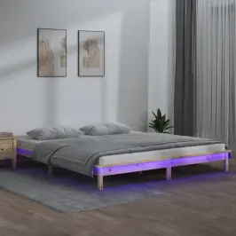Gultas Rāmis, Led, 140X190 Cm, Masīvkoks Vidaxl