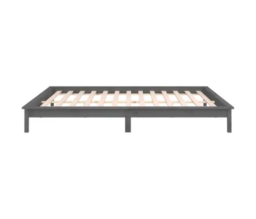 Gultas Rāmis Ar Led, Pelēks, 140X190 Cm, Masīvkoks Vidaxl