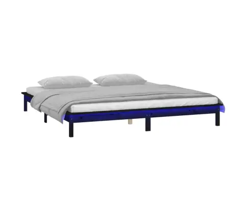 Voodiraam Led-Iga, Must, 140 X 190 cm Männipuit