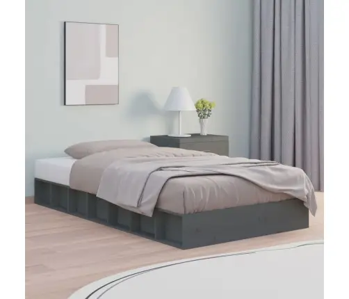 Lovos Rėmas, Pilkas, 75X190cm Medienos Masyvas, Vienvietis