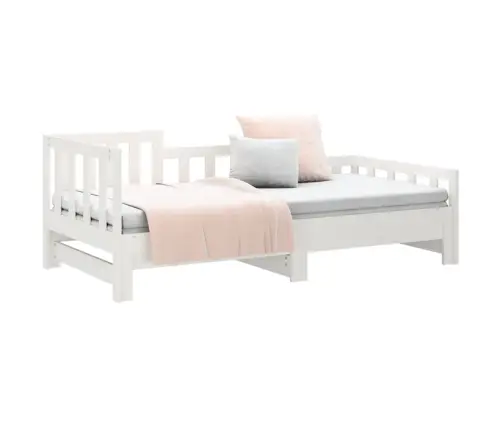 Izvelkama Gulta, Balta, 2X(90X190) Cm, Priedes Masīvkoks Vidaxl