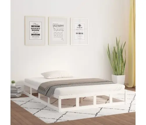 Voodiraam, Valge, 120 X 200 cm Männipuit