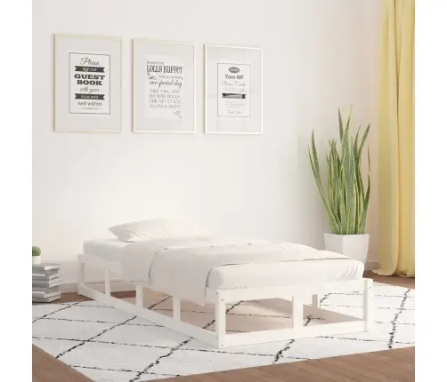 Gultas Rāmis, Balts, 75X190 Cm, Vienvietīgs, Masīvkoks Vidaxl