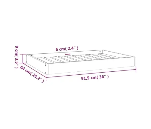 Koeravoodi, Valge, 91,5 X 64 X 9 cm Männipuit