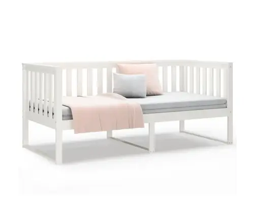 Lova Be Čiužinio, Balta, 90X190cm Pušies Medienos Masyvas