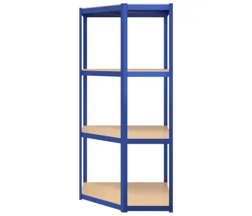 4-Līmeņu Stūra Plaukts, Zils Tērauds, Inženierijas Koks Vidaxl