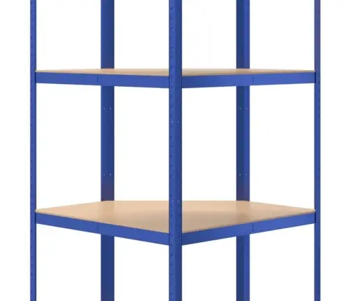 4-Līmeņu Stūra Plaukts, Zils Tērauds, Inženierijas Koks Vidaxl