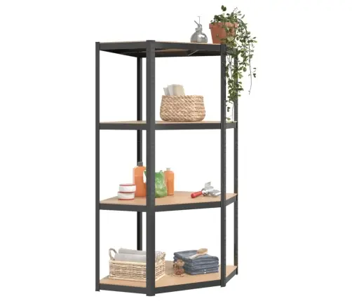 4-Līmeņu Plaukts, Antracītpelēks Tērauds, Inženierijas Koks Vidaxl