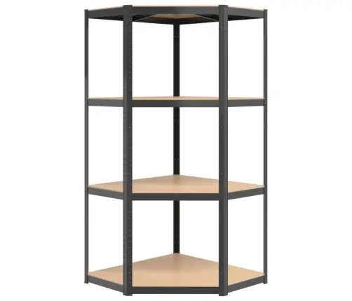 4-Līmeņu Plaukts, Antracītpelēks Tērauds, Inženierijas Koks Vidaxl