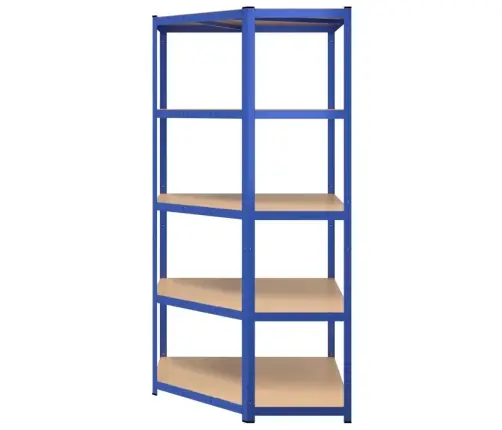 Kampinė Lentyna, 5 Aukštų, Mėlynos Spalvos, Plienas Ir Mediena