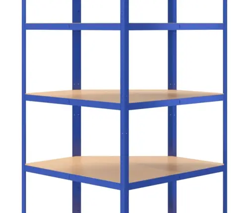 Kampinė Lentyna, 5 Aukštų, Mėlynos Spalvos, Plienas Ir Mediena