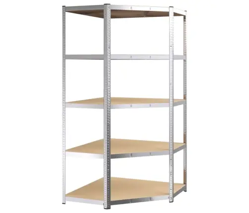 5-Līmeņu Stūra Plaukts, Sudrabains Tērauds, Inženierijas Koks Vidaxl