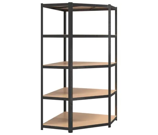 5-Līmeņu Stūra Plaukts, Pelēks Tērauds, Inženierijas Koks Vidaxl