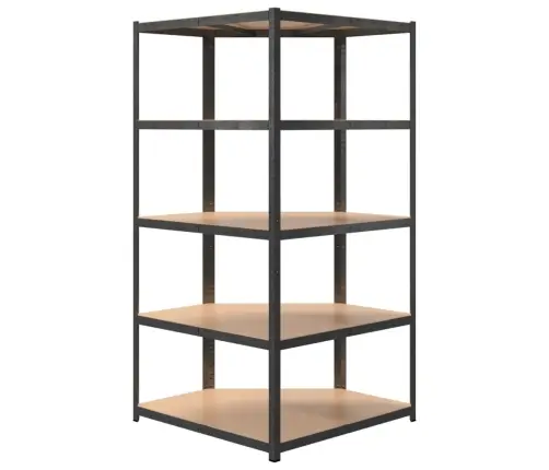 5-Līmeņu Stūra Plaukts, Pelēks Tērauds, Inženierijas Koks Vidaxl