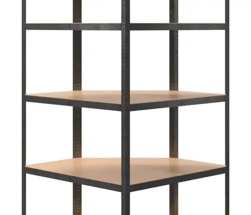 5-Līmeņu Stūra Plaukts, Pelēks Tērauds, Inženierijas Koks Vidaxl