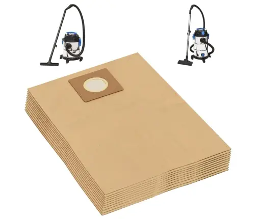 Mitrās Un Sausās Putekļu Sūcējs Papīra Maisiņi 10 Gab. Brūns Vidaxl