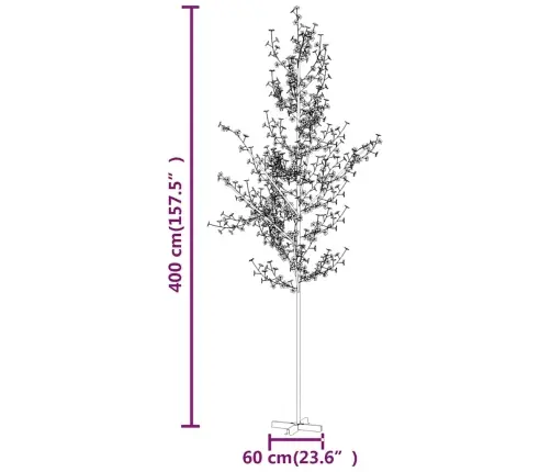 Led Medis Su Vyšnių Žiedais, 400cm 672 Šiltos Baltos Led