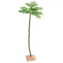 Palmė Su 136 Šiltomis Baltomis Led Lemputėmis, 220Cm