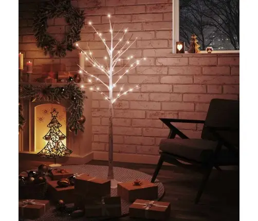 Mākslīgais Bērzs, Balts, 72 Silti Baltas Led, 150 Cm Vidaxl