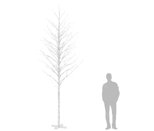 Beržas Su 672 Šiltomis Baltomis Led Lemputėmis, 400cm Baltas