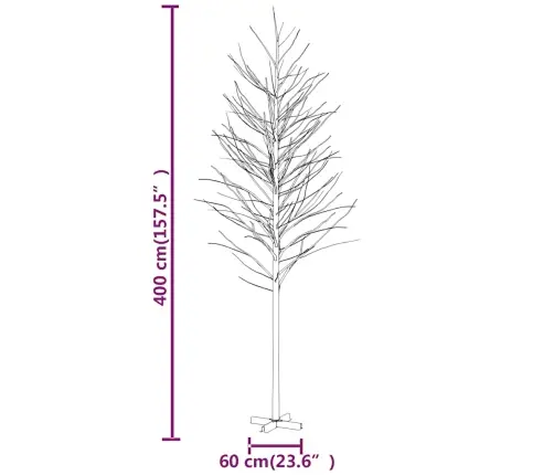 Beržas Su 672 Šiltomis Baltomis Led Lemputėmis, 400cm Baltas