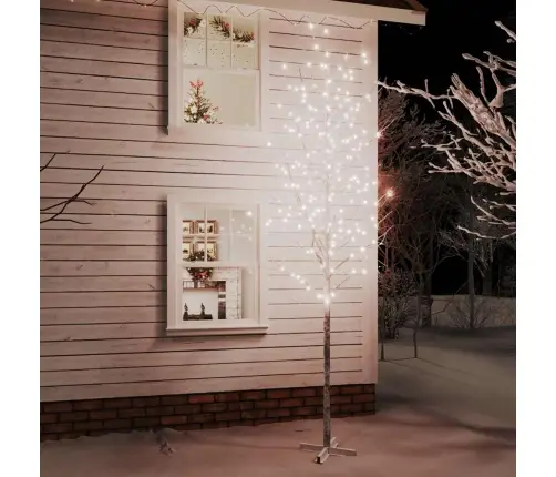 Beržas Su 672 Šiltomis Baltomis Led Lemputėmis, 400cm Baltas