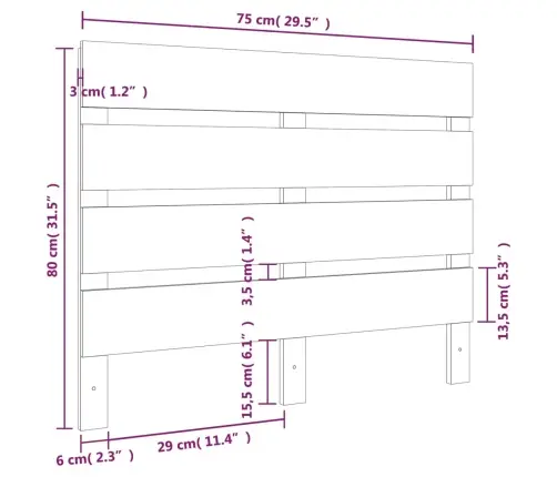 Galvgalis, 75X3X80 Cm, Priedes Masīvkoks Vidaxl Galvgalis, 75X3X80 Cm, Priedes Masīvkoks Vidaxl