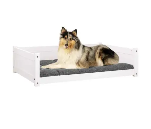 Lova Šunims, Balta, 95,5X65,5X28cm Pušies Medienos Masyvas