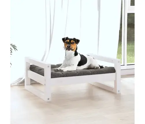 Suņu Gulta, Balta, 55,5X45,5X28 Cm, Priedes Masīvkoks Vidaxl