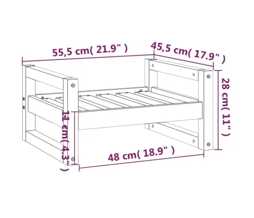 Suņu Gulta, Medus Brūna, 55,5X45,5X28 Cm, Priedes Masīvkoks Vidaxl
