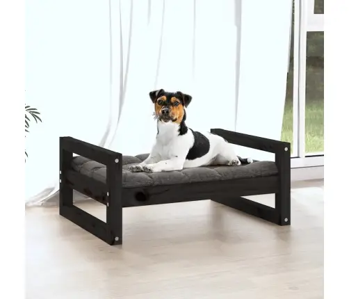 Suņu Gulta, Melna, 55,5X45,5X28 Cm, Priedes Masīvkoks Vidaxl