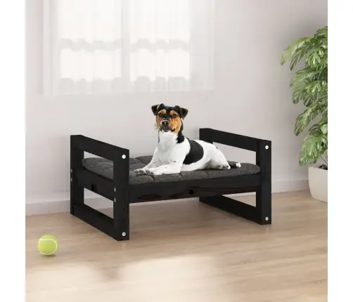 Suņu Gulta, Melna, 55,5X45,5X28 Cm, Priedes Masīvkoks Vidaxl