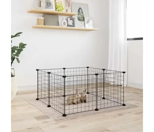 8 Paneļu Mājdzīvnieku Būris, Melns, 35X35 Cm, Tērauds Vidaxl