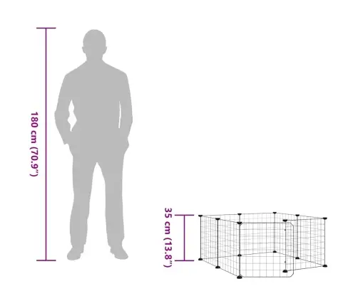 8 Dalių Augintinių Narvas Su Durelėmis, Juodas, 35X35 cm Plienas