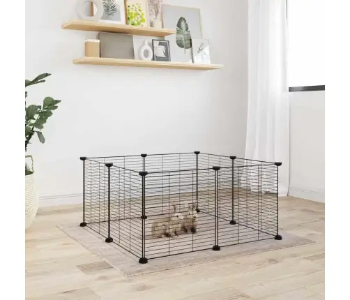 8 Paneļu Mājdzīvnieku Būris, Melns, 35X35 Cm, Tērauds Vidaxl