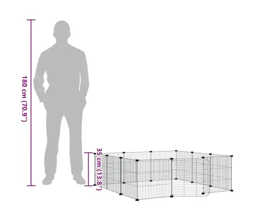 12 Paneļu Mājdzīvnieku Būris, Melns, 35X35 Cm, Tērauds Vidaxl