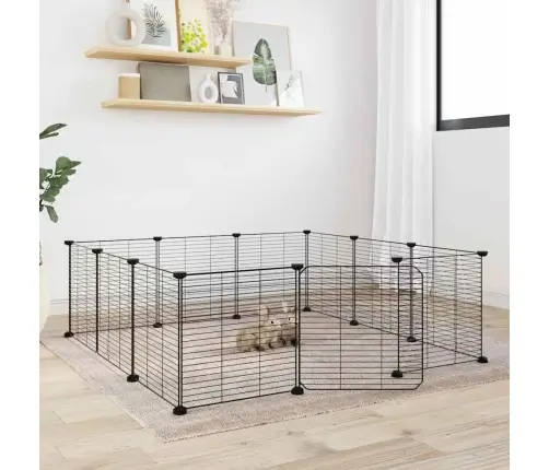 12 Paneļu Mājdzīvnieku Būris, Melns, 35X35 Cm, Tērauds Vidaxl