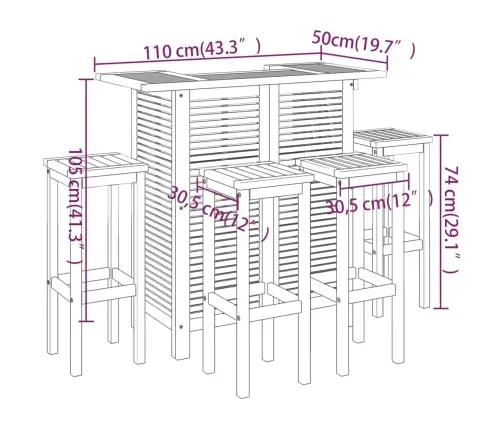 5-Osaline Aia Baarikomplekt, Akaatsiapuit