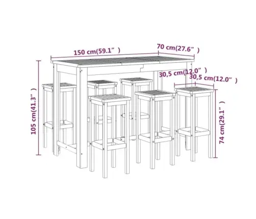 7-Osaline Aia Baarikomplekt Akaatsiapuit