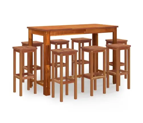 9-Daļīgs Dārza Bāra Mēbeļu Komplekts, Akācijas Masīvkoks Vidaxl