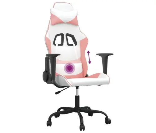 Masāžas Datorspēļu Krēsls, Balta Un Rozā Mākslīgā Āda Vidaxl