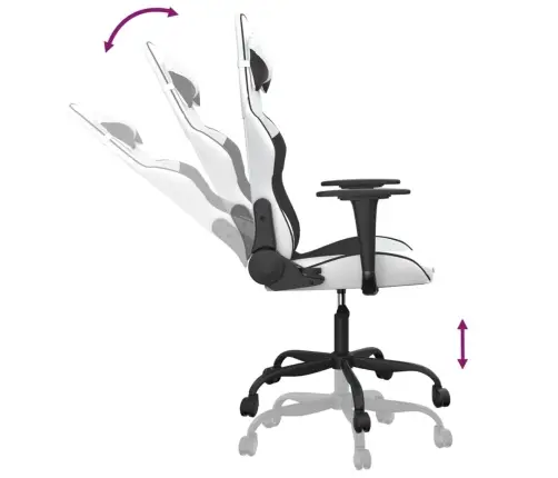 Masažinė Žaidimų Kėdė, Baltos Ir Juodos Spalvos, Dirbtinė Oda