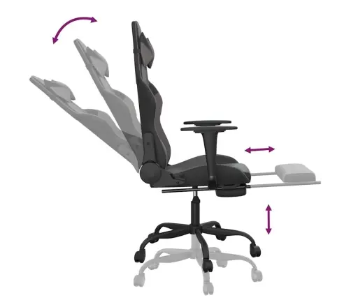 Masāžas Datorkrēsls Ar Kāju Balstu, Melna, Pelēka Mākslīgā Āda Vidaxl