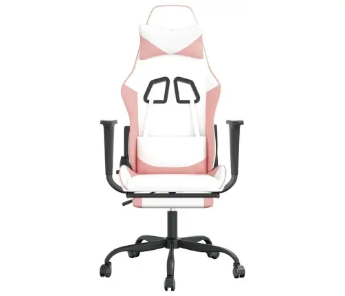 Masāžas Datorkrēsls Ar Kāju Balstu, Balta Un Rozā Mākslīgā Āda Vidaxl