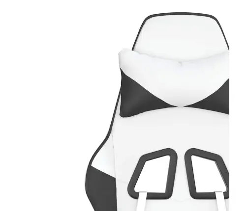 Masažinė Žaidimų Kėdė Su Pakoja, Balta Ir Juoda, Dirbtinė Oda