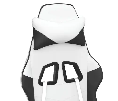 Masažinė Žaidimų Kėdė Su Pakoja, Balta Ir Juoda, Dirbtinė Oda